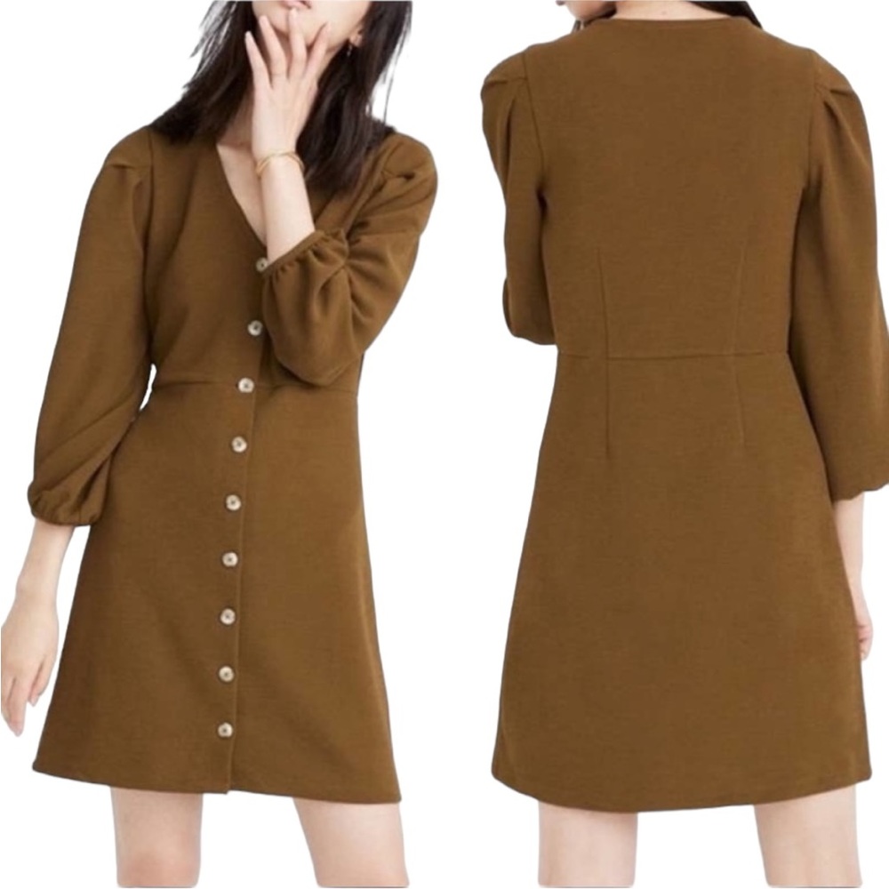 Madewell Texture & Thread Crepe Knit Balloon Sleeve Mini Dress - M